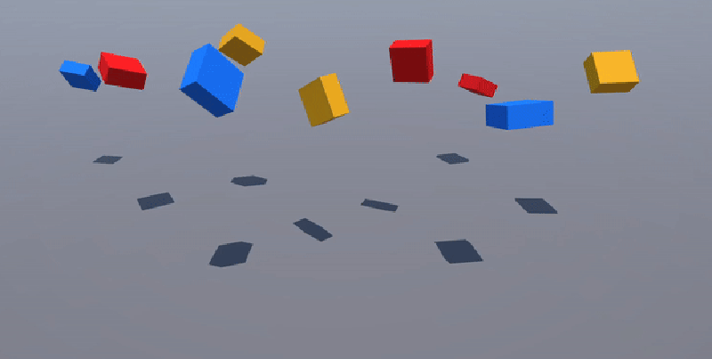 Rigid Cubes dropping to floor