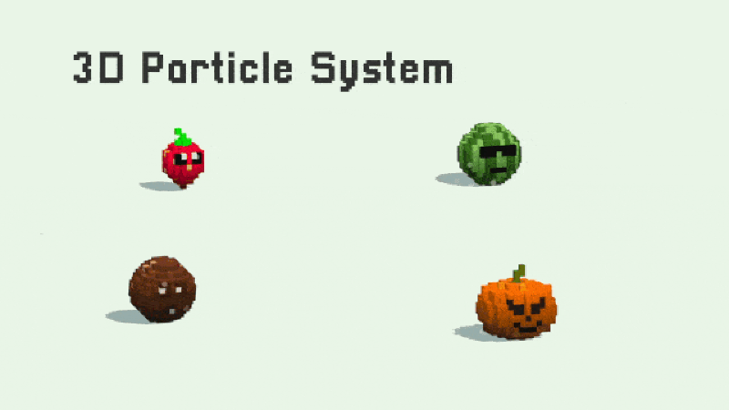 The four basic enemies bursting into their voxels on defeat